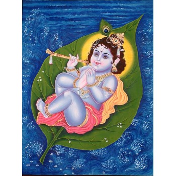 Baby Krishna on Peepal leave
